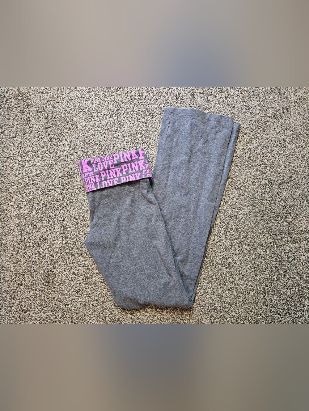 Y2k Victoria's Secret PINK Fold Over Flare Leggings sz Medium